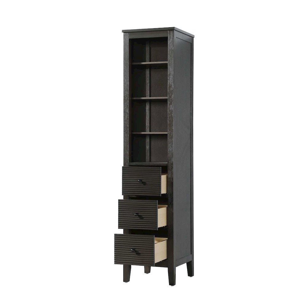 16 Inch Open Shelving Bath Storage Cabinet in Chocolate Oak. Picture 2