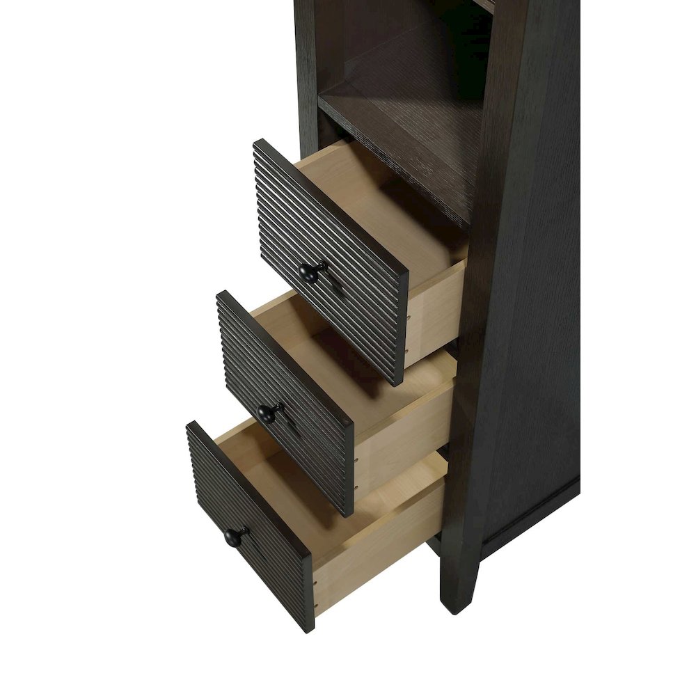 16 Inch Open Shelving Bath Storage Cabinet in Chocolate Oak. Picture 4