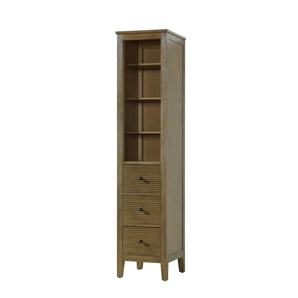 16 Inch Open Shelving Bath Storage Cabinet in Hazel Oak. Picture 1