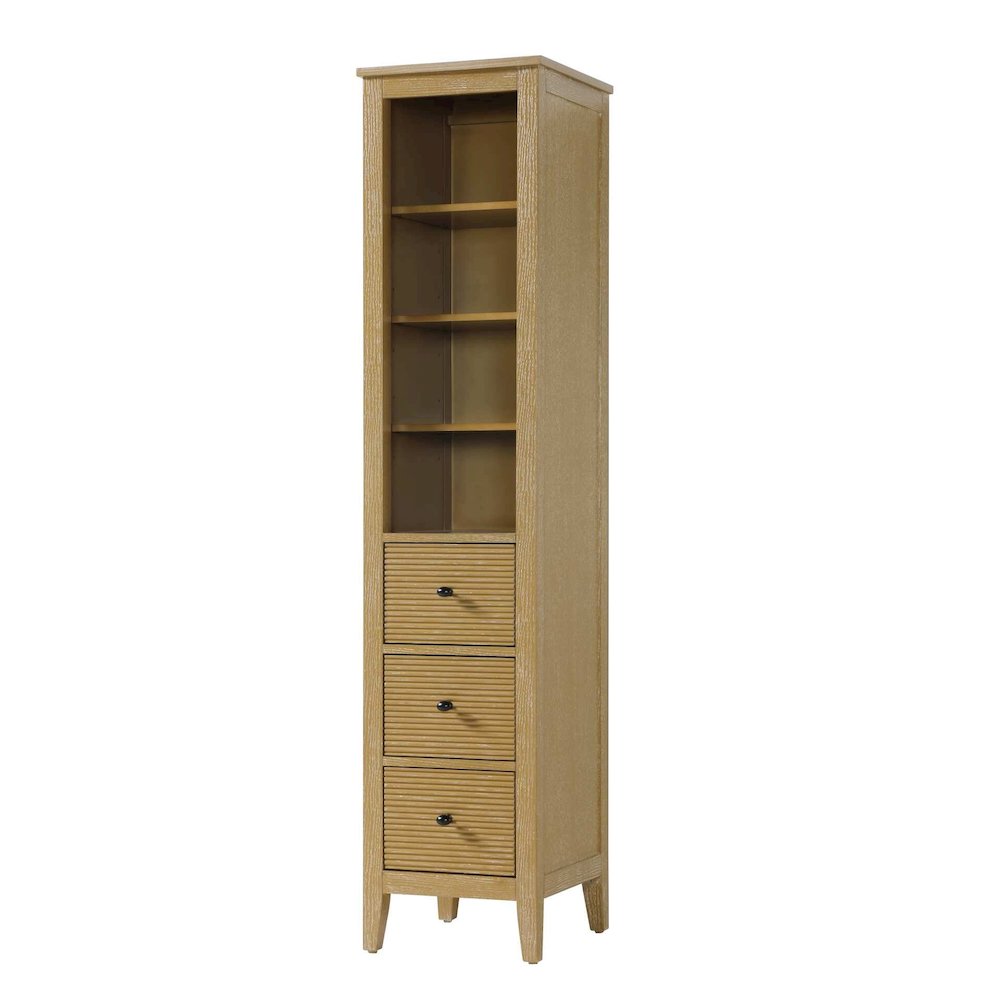 16 Inch Open Shelving Bath Storage Cabinet in Linen Oak. Picture 1