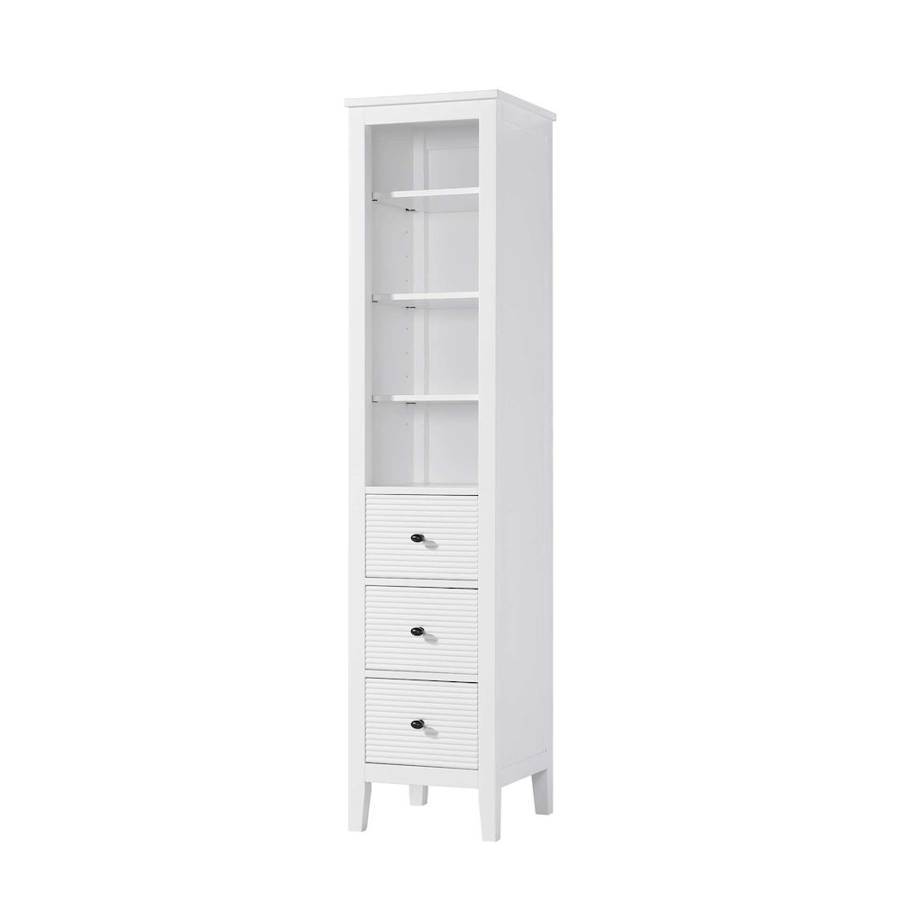 16 Inch Open Shelving Bath Storage Cabinet in White. Picture 1