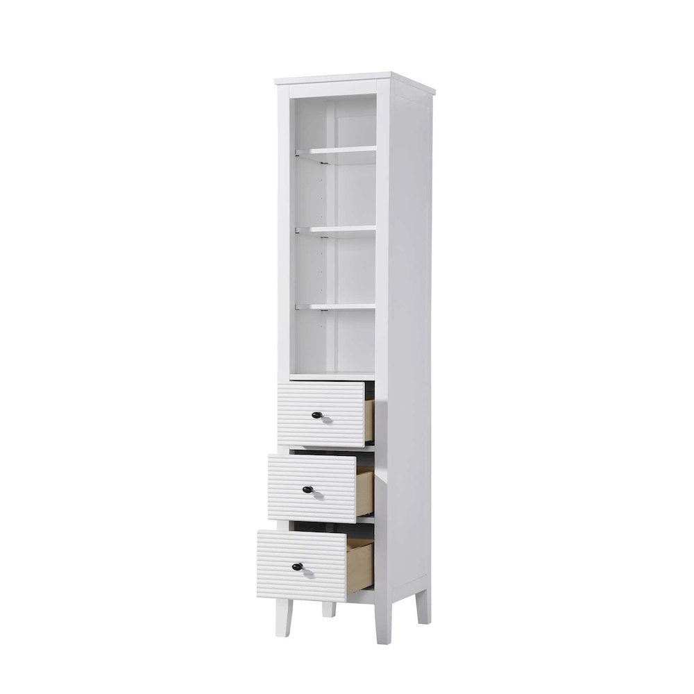 16 Inch Open Shelving Bath Storage Cabinet in White. Picture 2