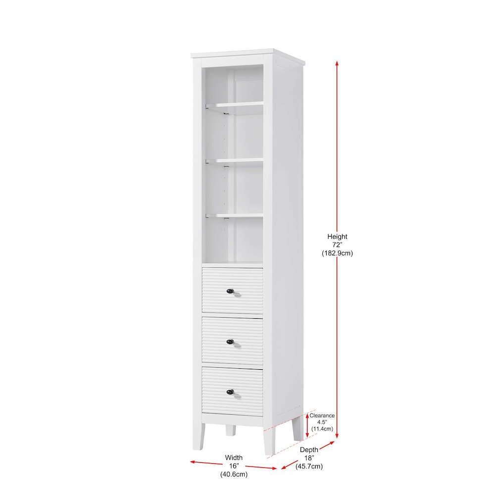 16 Inch Open Shelving Bath Storage Cabinet in White. Picture 7