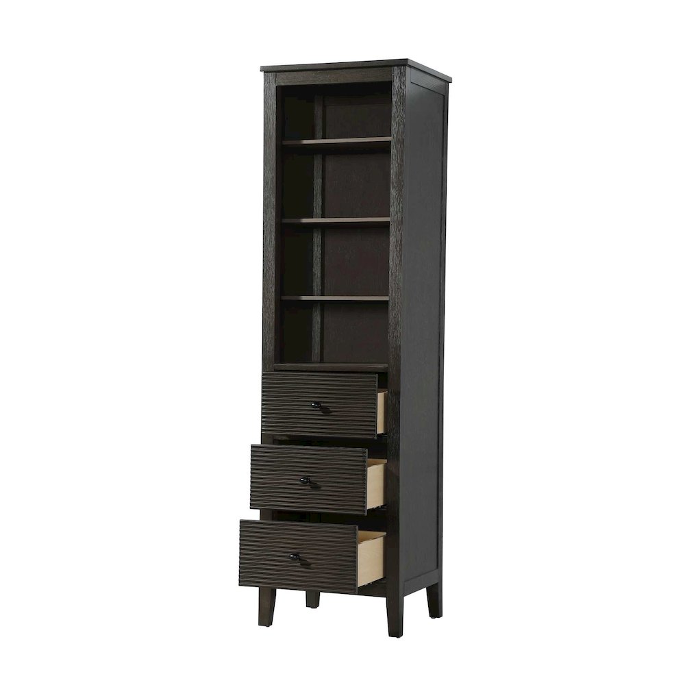 20 Inch Open Shelving Bath Storage Cabinet in Chocolate Oak. Picture 2