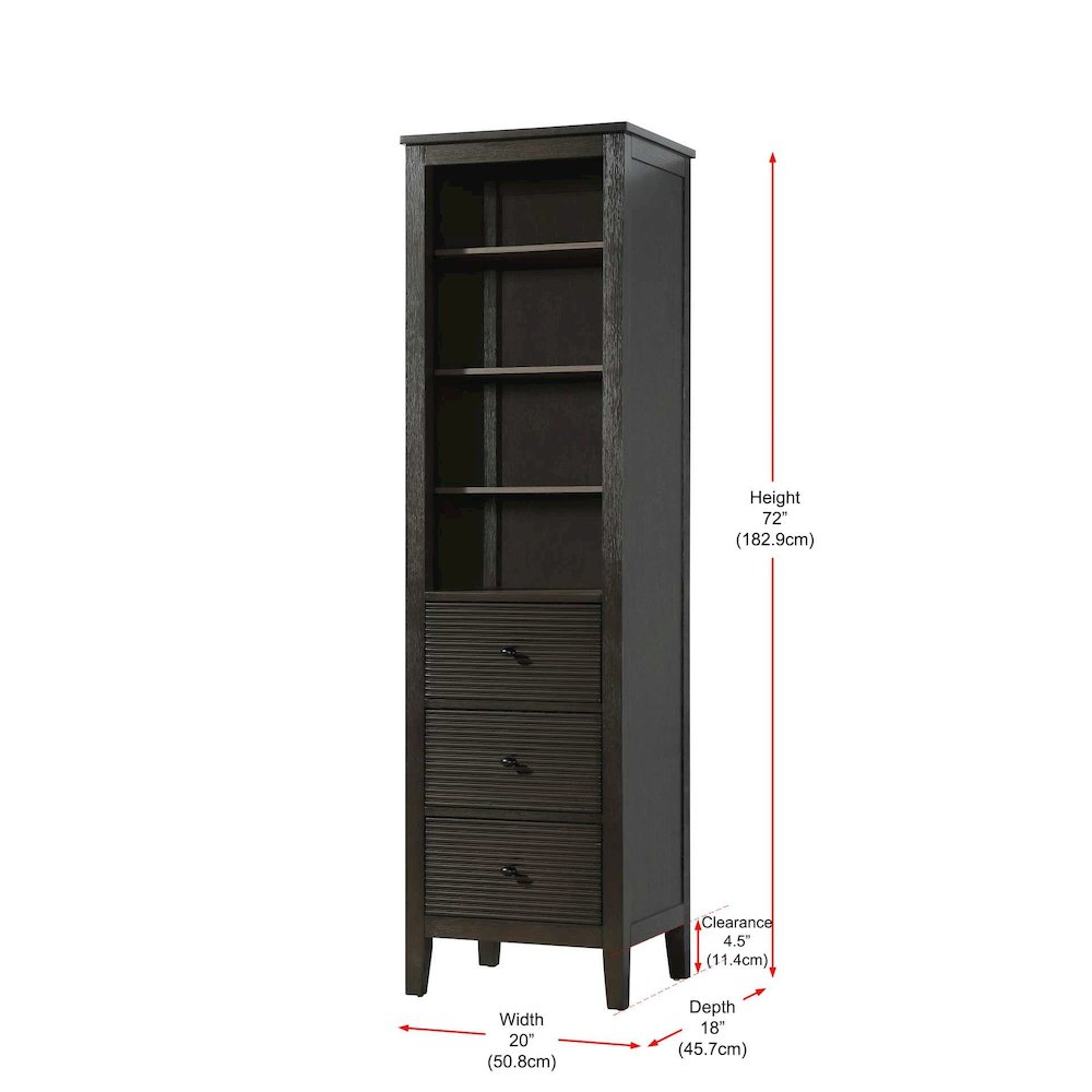 20 Inch Open Shelving Bath Storage Cabinet in Chocolate Oak. Picture 7
