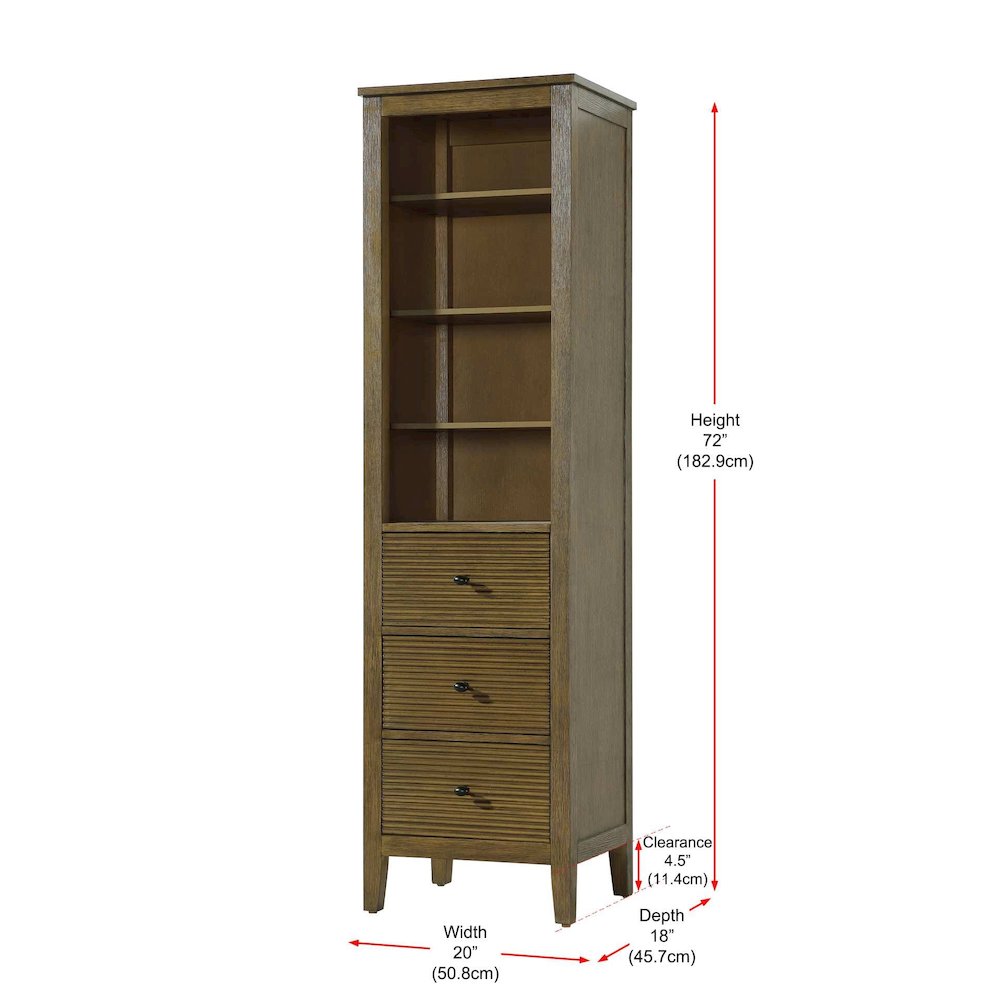 20 Inch Open Shelving Bath Storage Cabinet in Hazel Oak. Picture 7