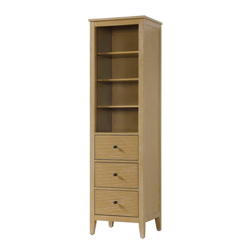 20 Inch Open Shelving Bath Storage Cabinet in Linen Oak. Picture 1