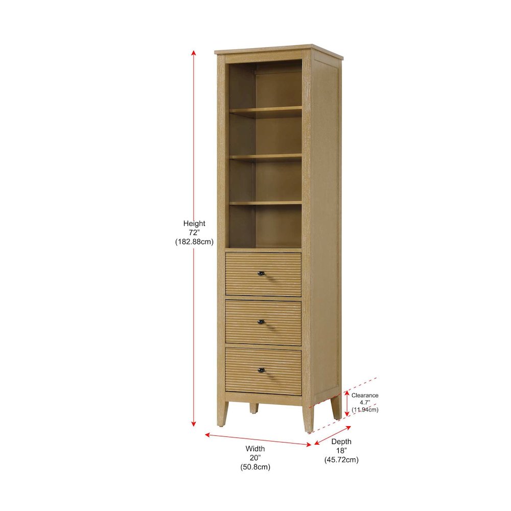 20 Inch Open Shelving Bath Storage Cabinet in Linen Oak. Picture 7