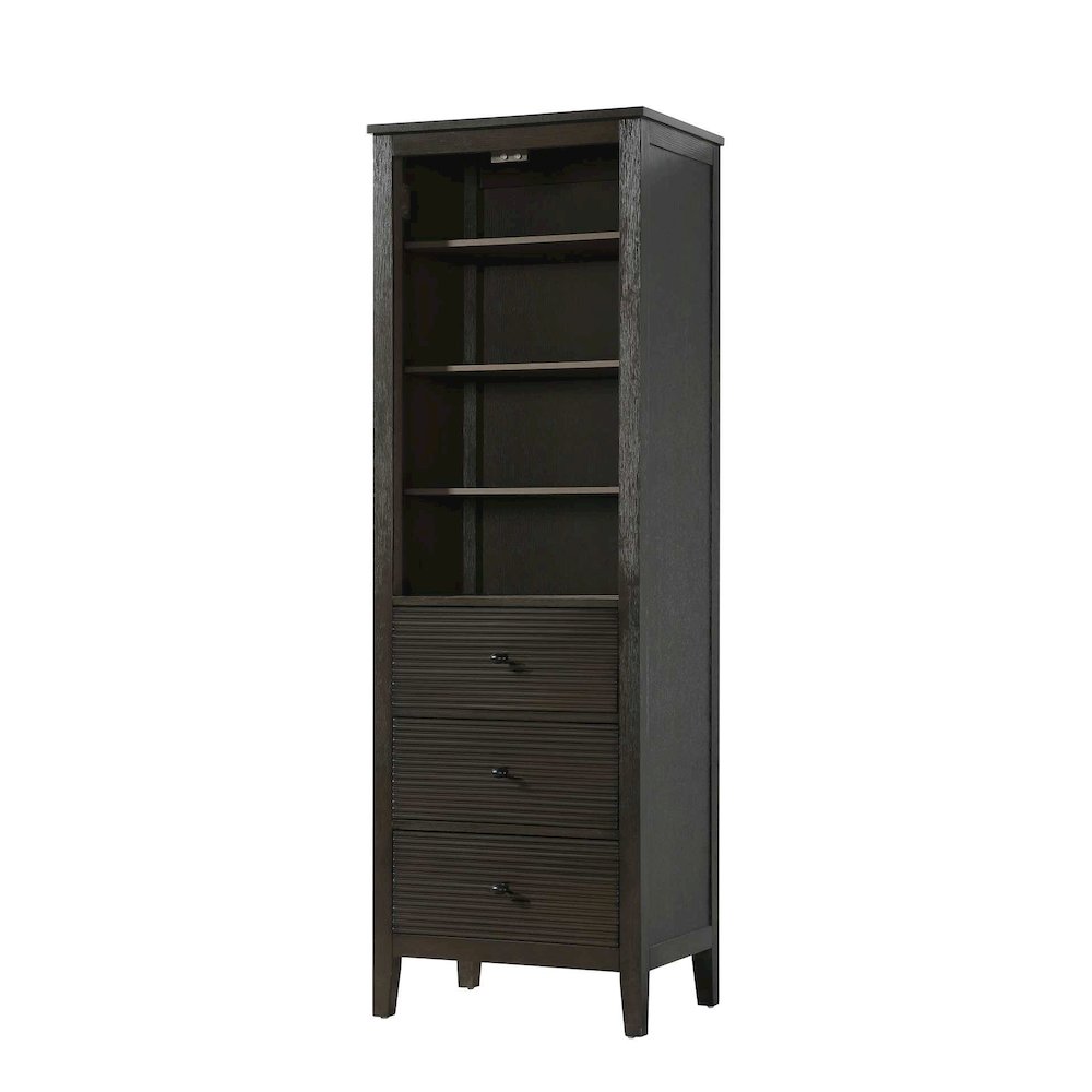 24 Inch Open Shelving Bath Storage Cabinet in Chocolate Oak. Picture 1