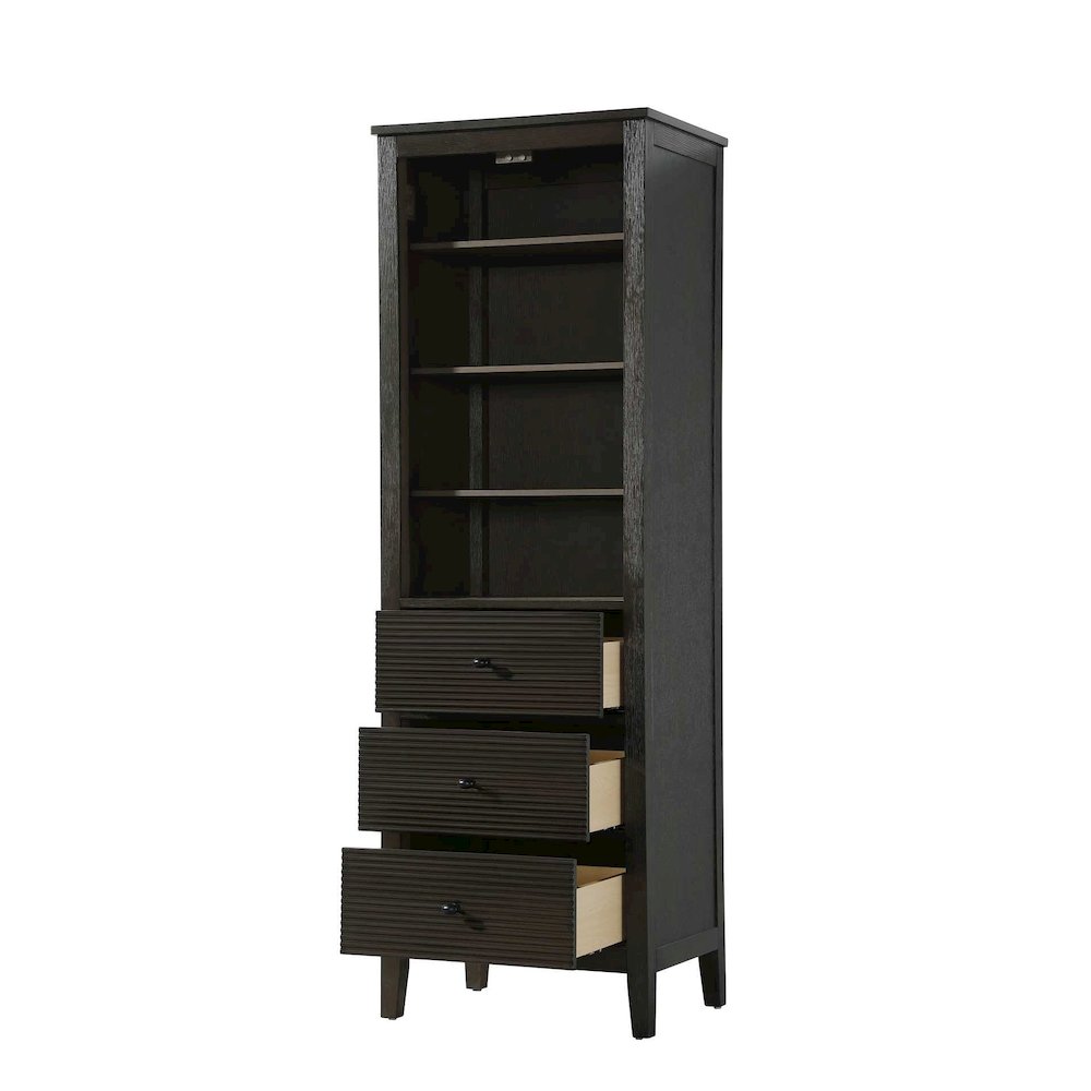 24 Inch Open Shelving Bath Storage Cabinet in Chocolate Oak. Picture 2