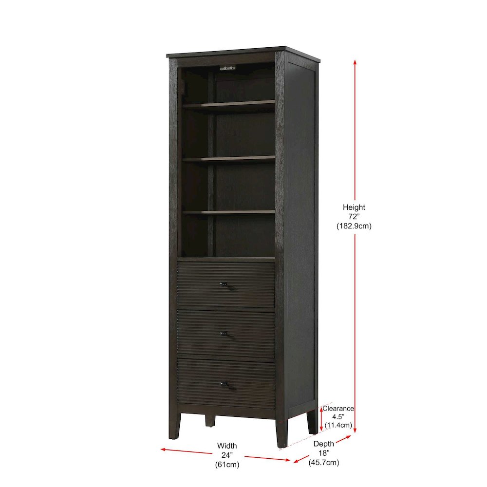 24 Inch Open Shelving Bath Storage Cabinet in Chocolate Oak. Picture 7