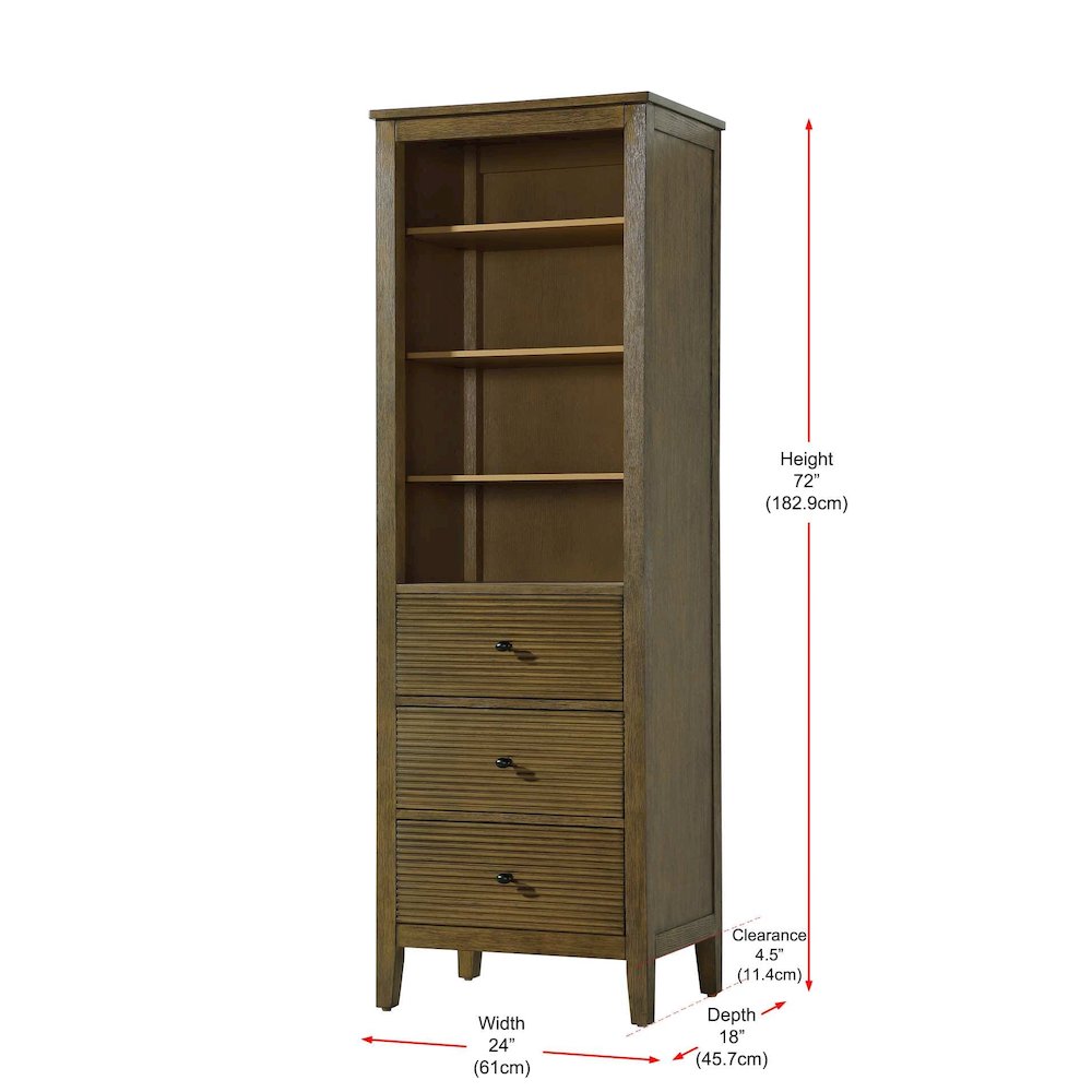 24 Inch Open Shelving Bath Storage Cabinet in Hazel Oak. Picture 7