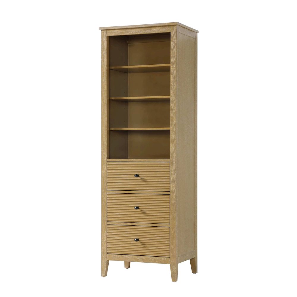 24 Inch Open Shelving Bath Storage Cabinet in Linen Oak. Picture 1