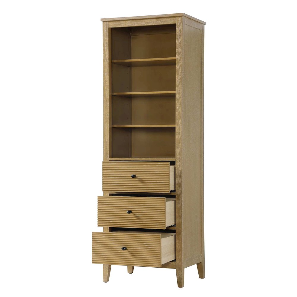24 Inch Open Shelving Bath Storage Cabinet in Linen Oak. Picture 2