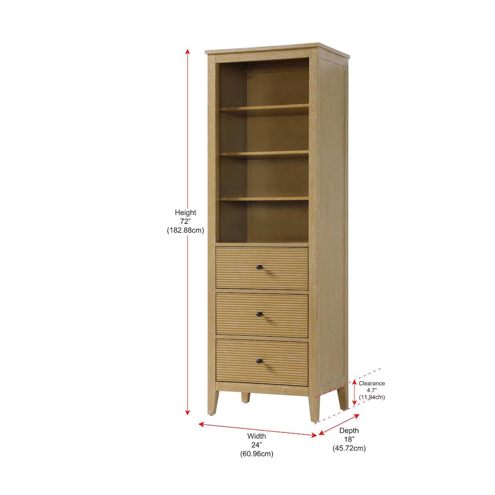 24 Inch Open Shelving Bath Storage Cabinet in Linen Oak. Picture 7
