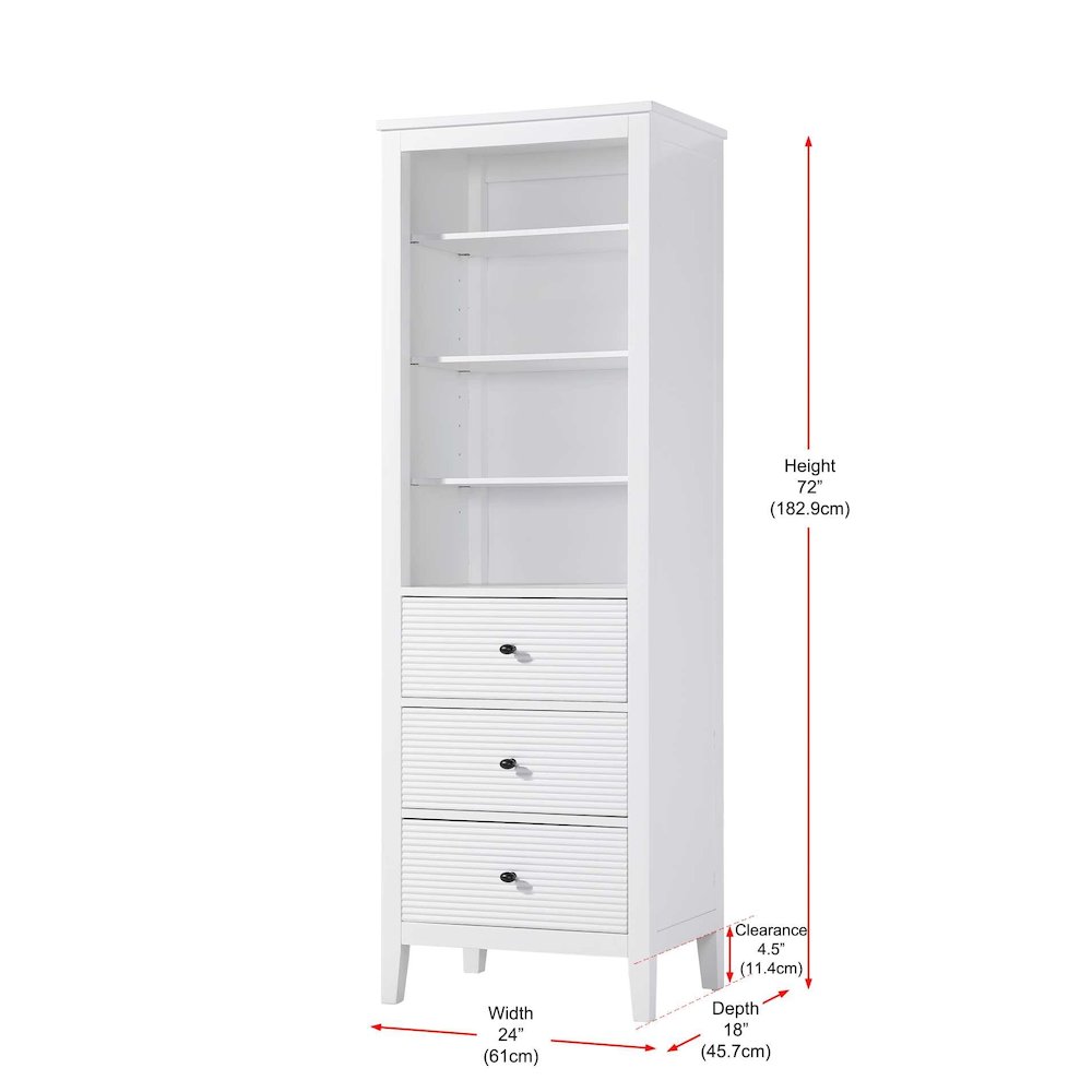 24 Inch Open Shelving Bath Storage Cabinet in White. Picture 7