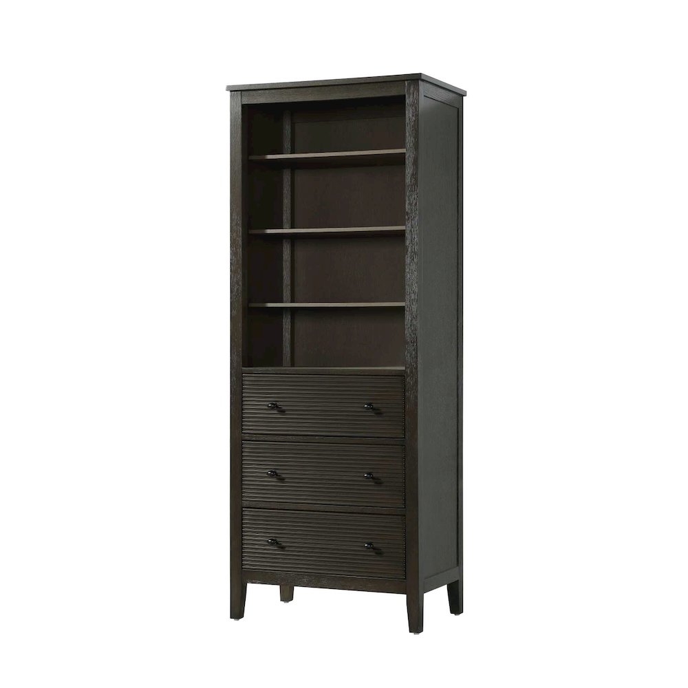 28 Inch Open Shelving Bath Storage Cabinet in Chocolate Oak. Picture 1