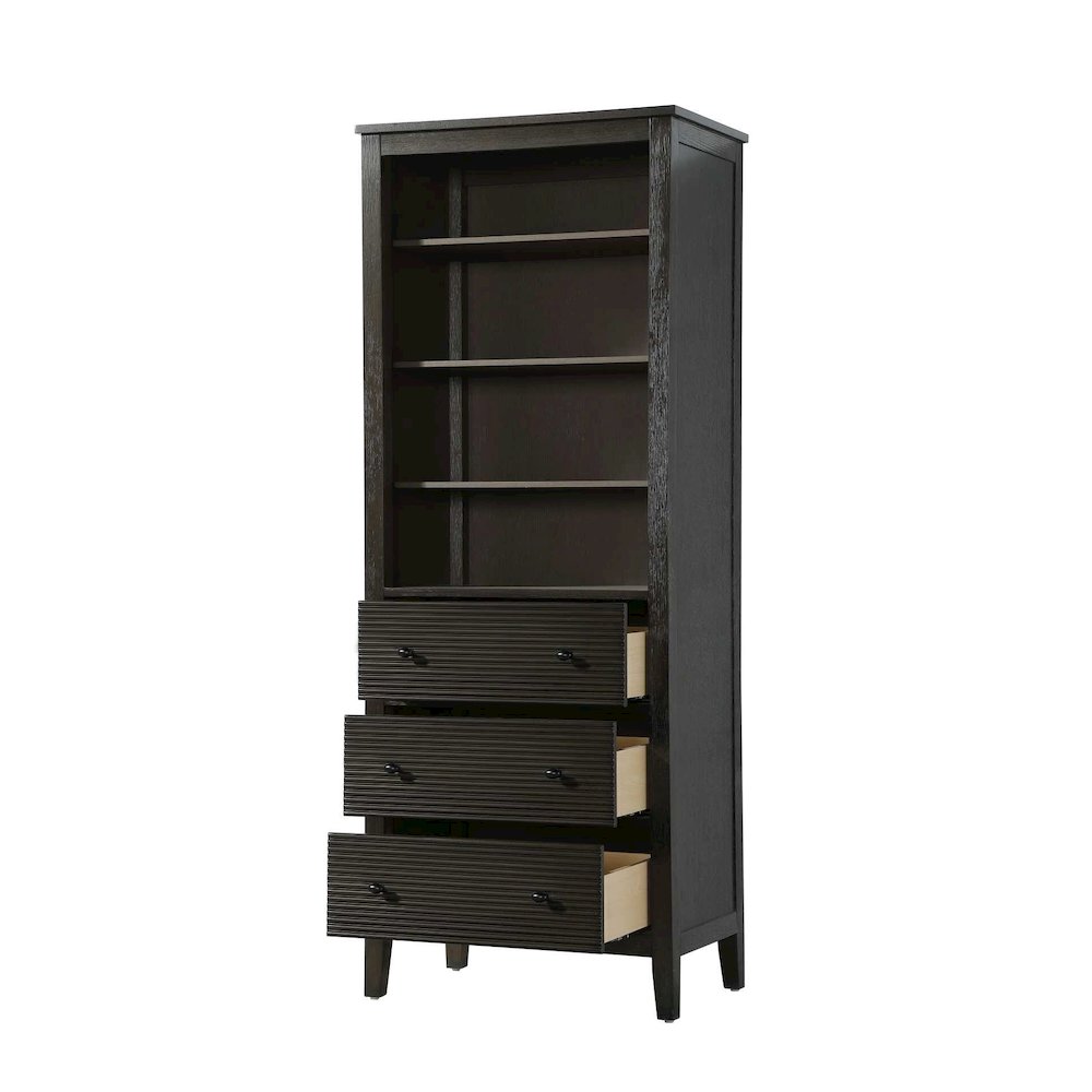 28 Inch Open Shelving Bath Storage Cabinet in Chocolate Oak. Picture 2