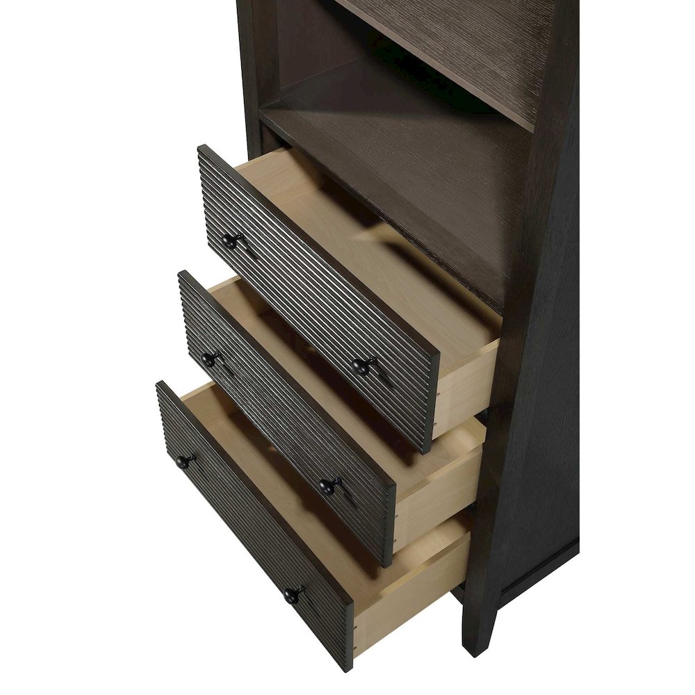 28 Inch Open Shelving Bath Storage Cabinet in Chocolate Oak. Picture 4