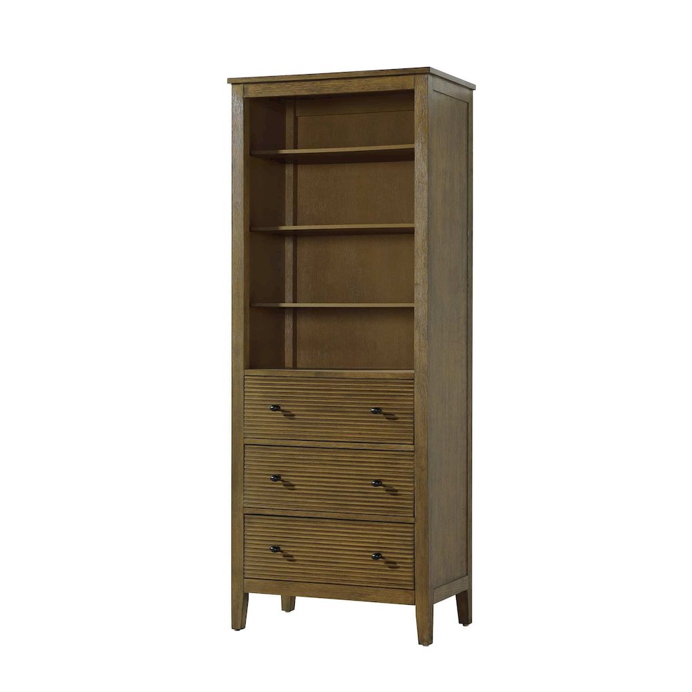 28 Inch Open Shelving Bath Storage Cabinet in Hazel Oak. Picture 1
