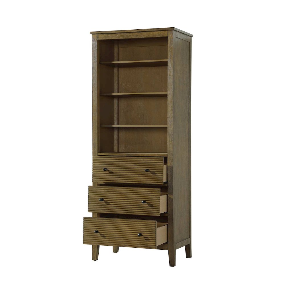 28 Inch Open Shelving Bath Storage Cabinet in Hazel Oak. Picture 2