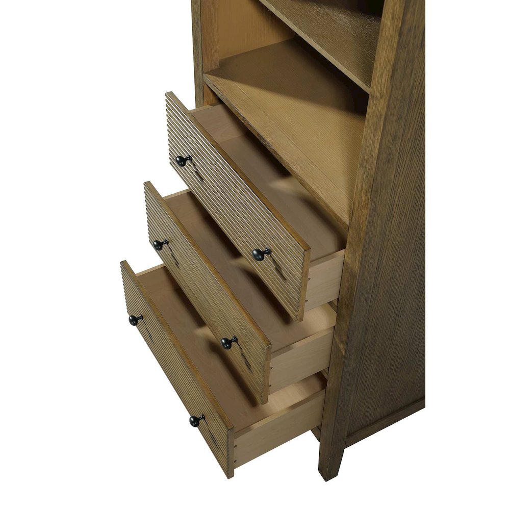 28 Inch Open Shelving Bath Storage Cabinet in Hazel Oak. Picture 4