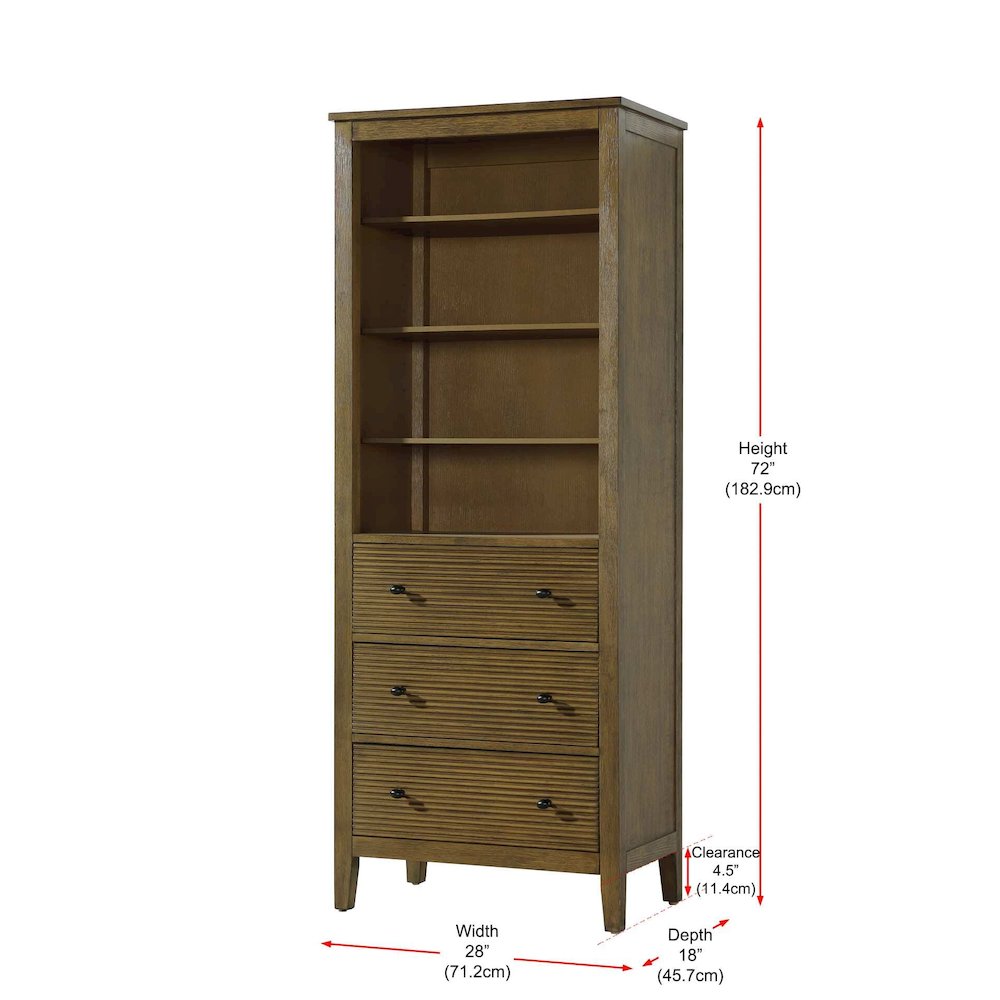 28 Inch Open Shelving Bath Storage Cabinet in Hazel Oak. Picture 7