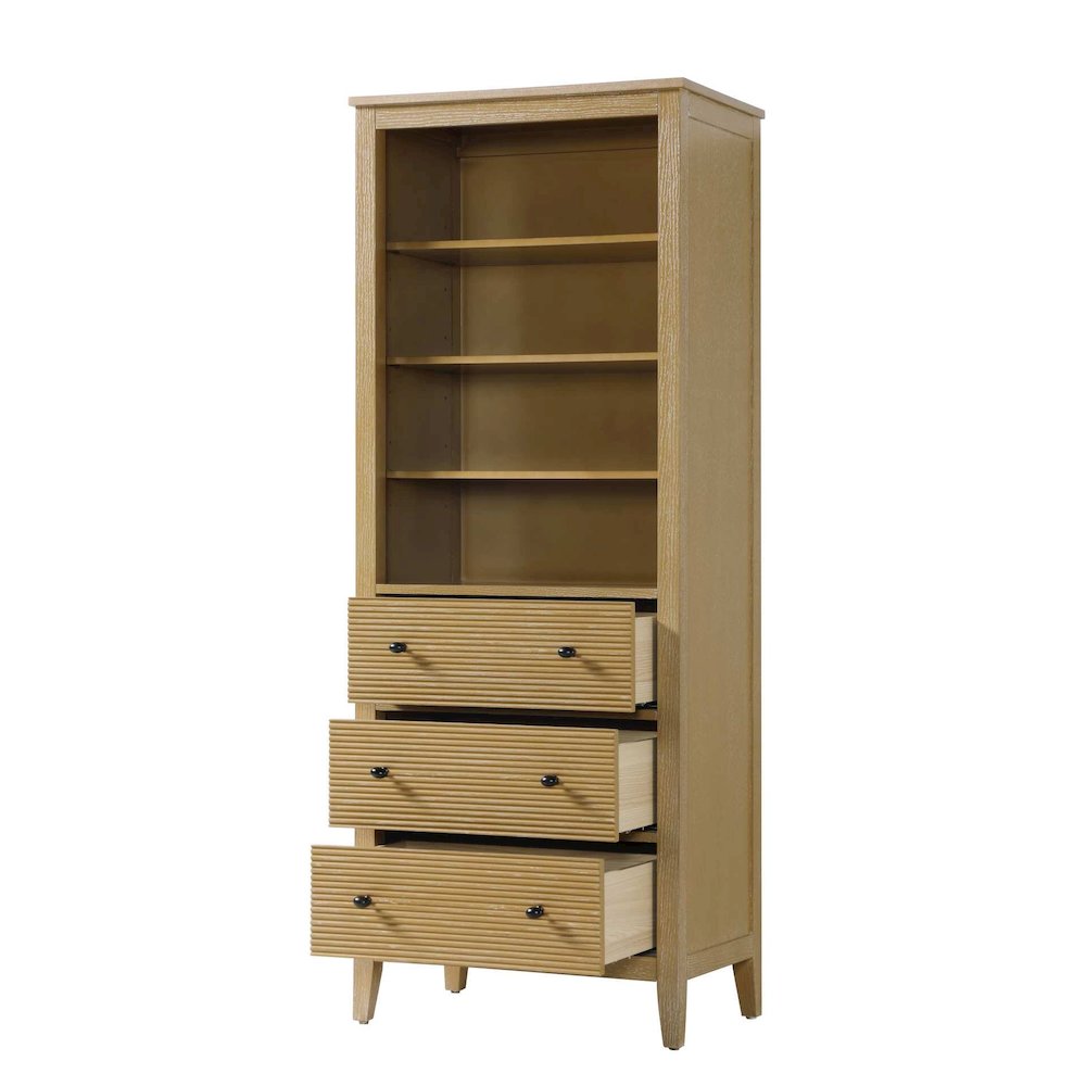 28 Inch Open Shelving Bath Storage Cabinet in Linen Oak. Picture 2