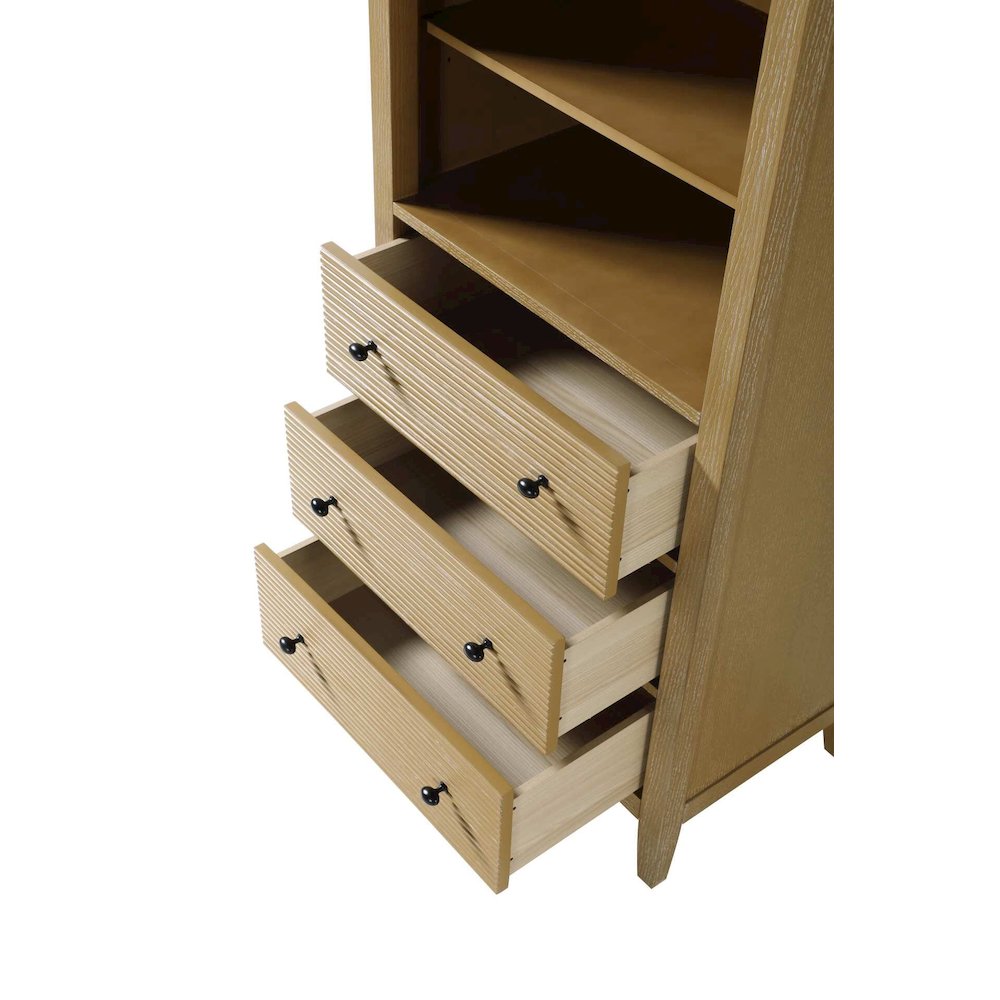 28 Inch Open Shelving Bath Storage Cabinet in Linen Oak. Picture 3