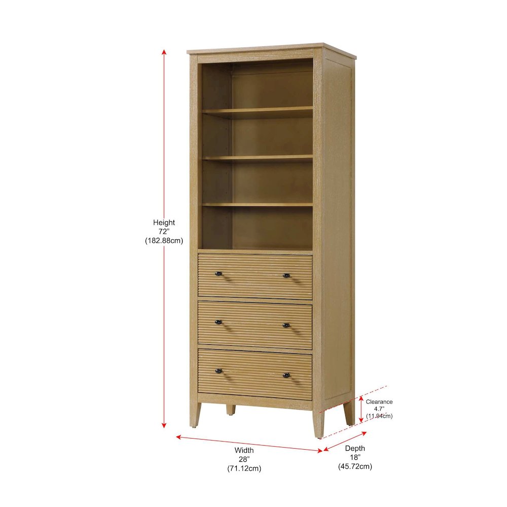 28 Inch Open Shelving Bath Storage Cabinet in Linen Oak. Picture 7