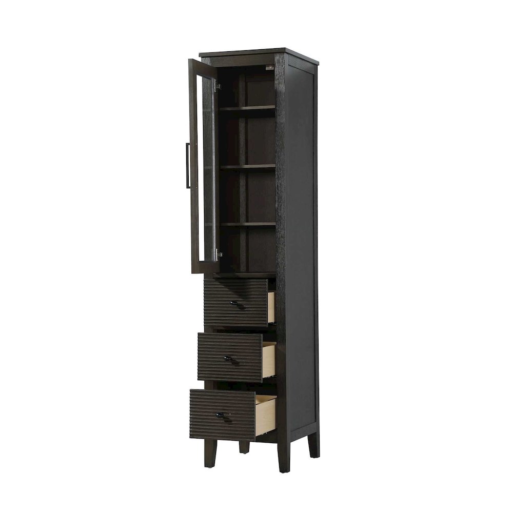 16 Inch Bath Storage Glass Cabinet in Chocolate Oak. Picture 2