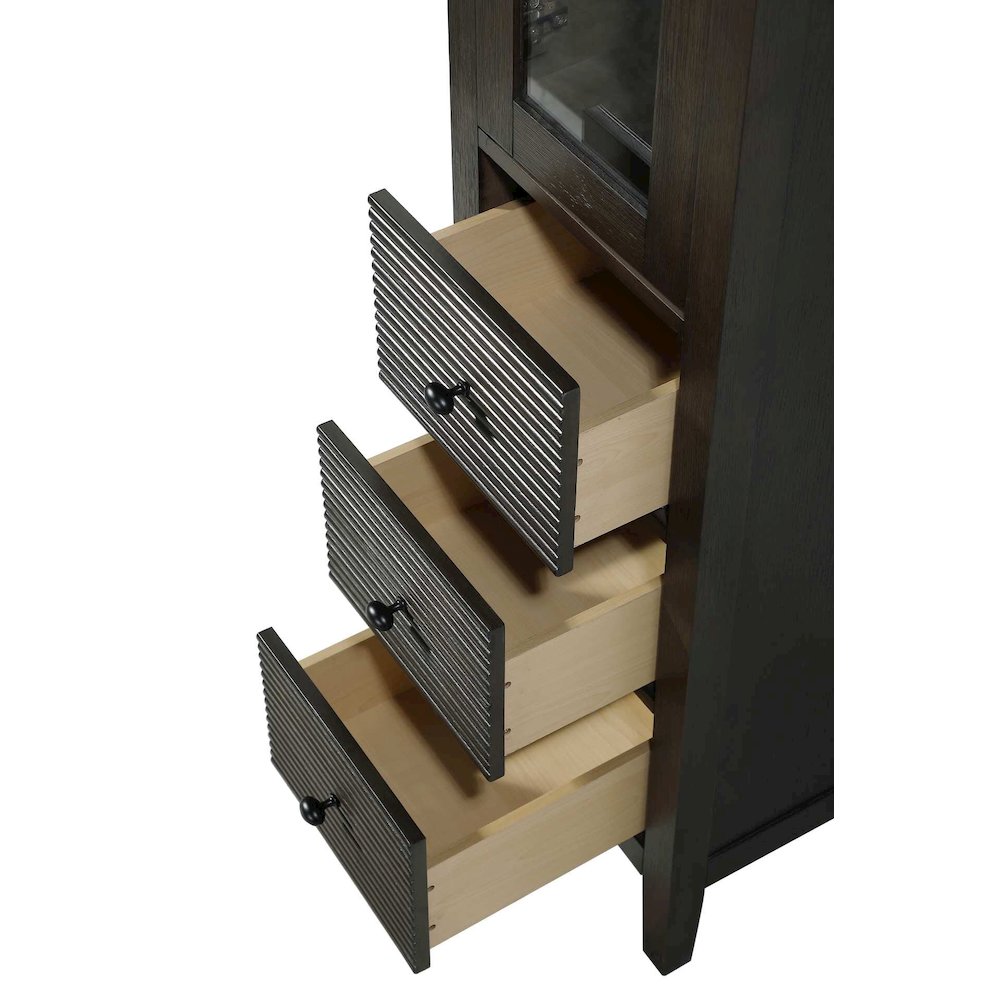 16 Inch Bath Storage Glass Cabinet in Chocolate Oak. Picture 4