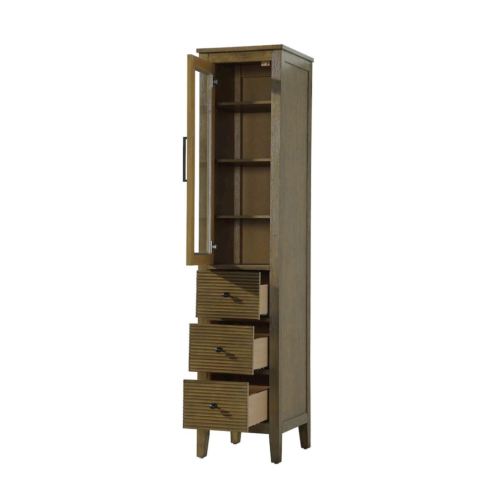 16 Inch Bath Storage Glass Cabinet in Hazel Oak. Picture 2