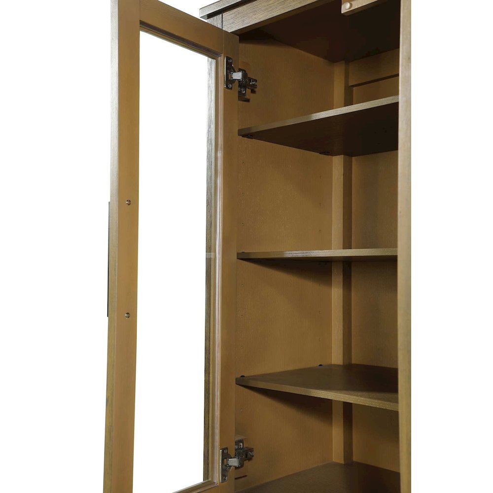 16 Inch Bath Storage Glass Cabinet in Hazel Oak. Picture 3