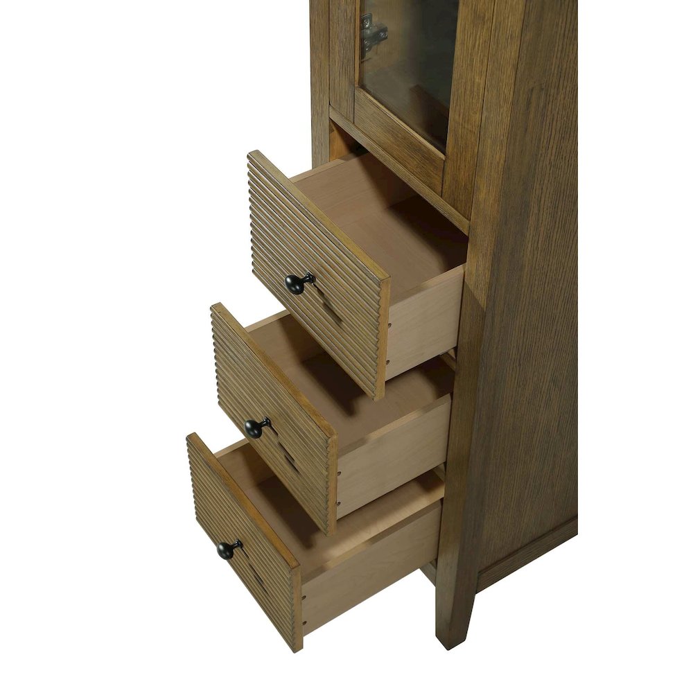 16 Inch Bath Storage Glass Cabinet in Hazel Oak. Picture 4