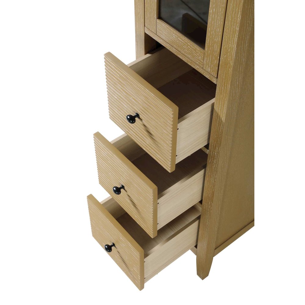 16 Inch Bath Storage Glass Cabinet in Linen Oak. Picture 4