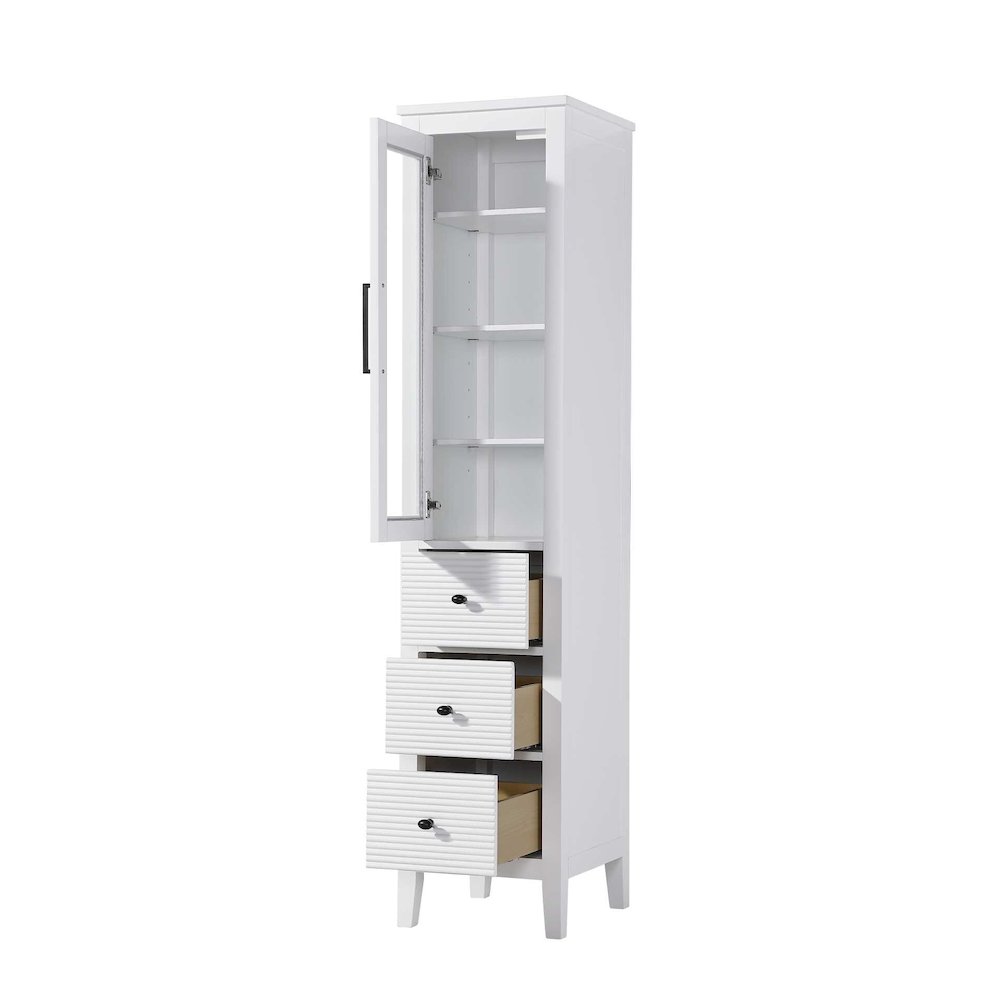 16 Inch Bath Storage Glass Cabinet in White. Picture 2