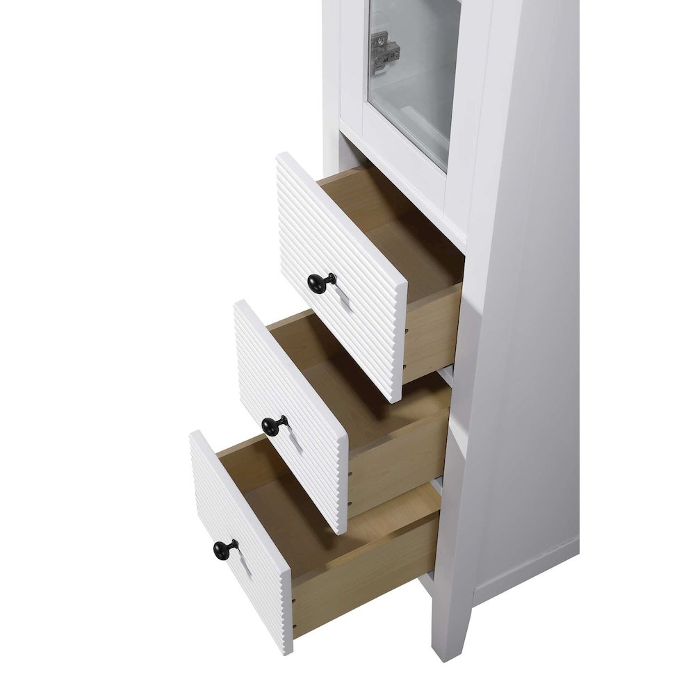 16 Inch Bath Storage Glass Cabinet in White. Picture 4
