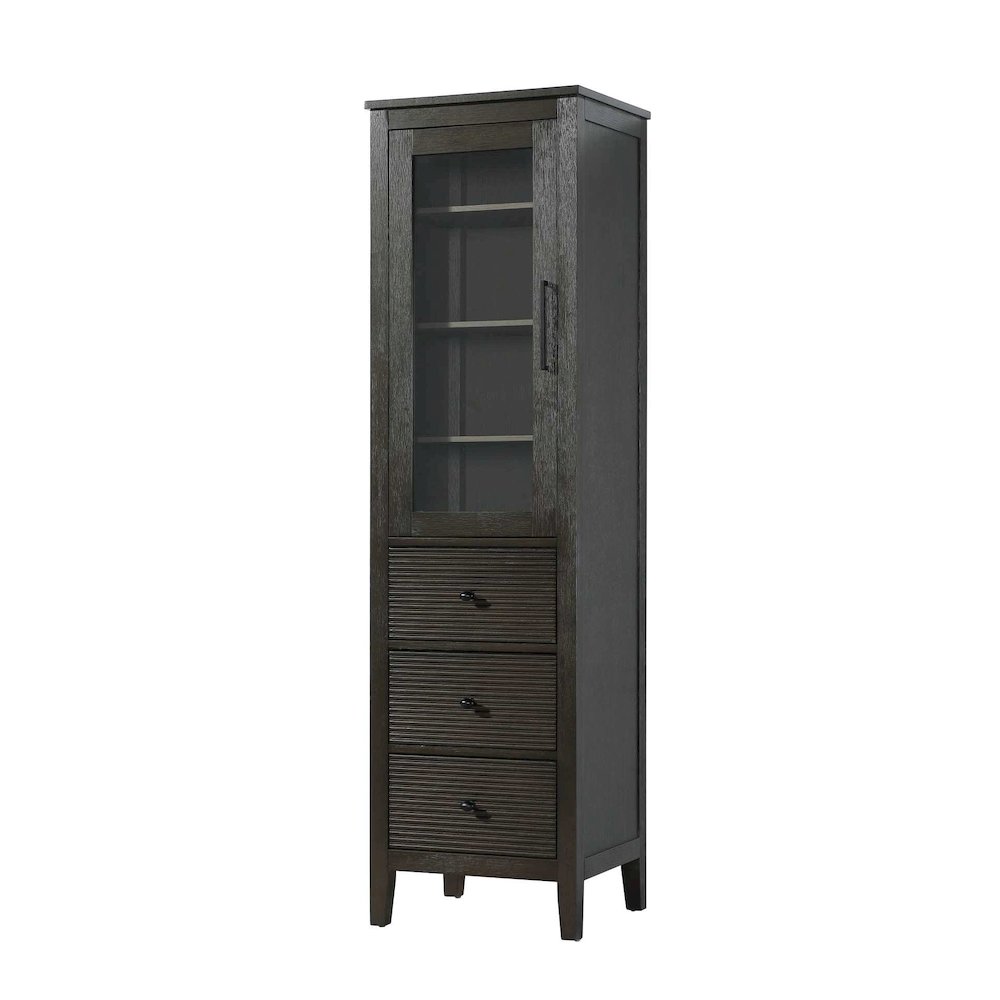 20 Inch Glass Bath Storage Glass Cabinet in Chocolate Oak. Picture 1