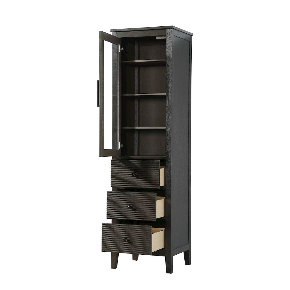 20 Inch Glass Bath Storage Glass Cabinet in Chocolate Oak. Picture 2