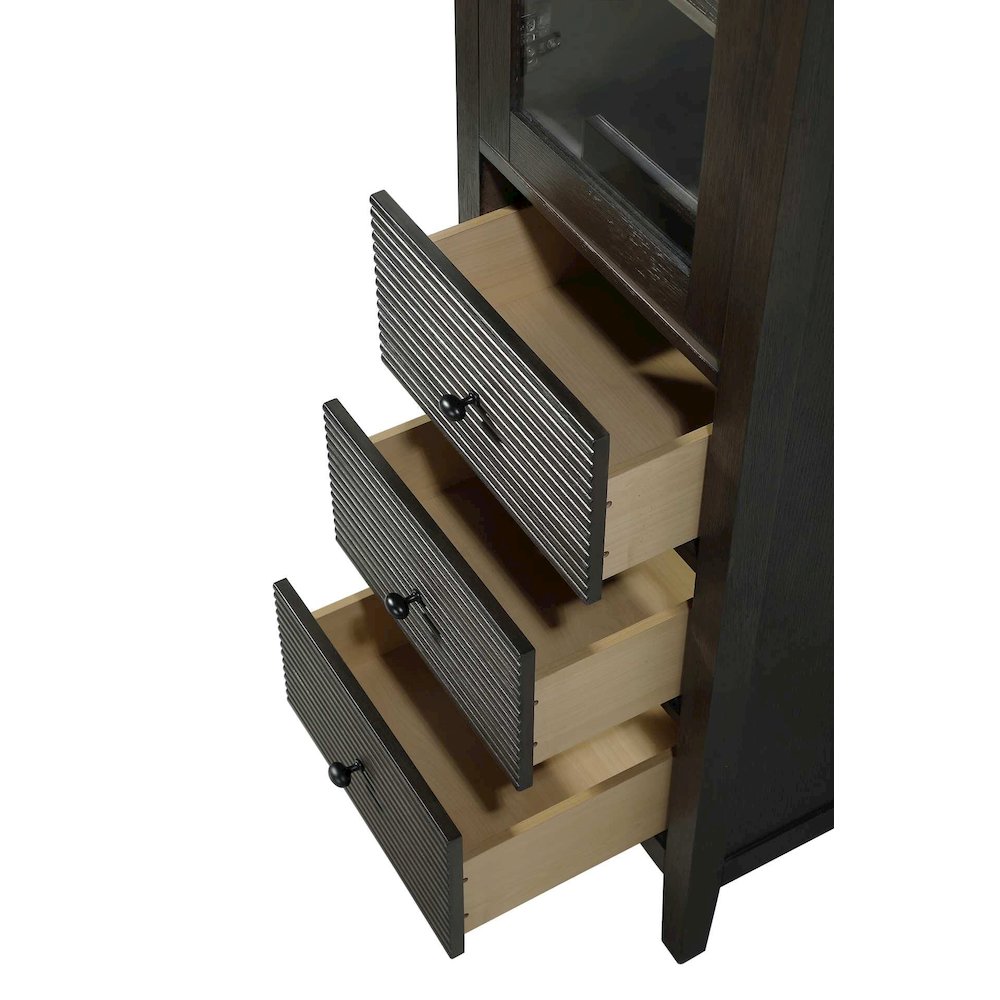 20 Inch Glass Bath Storage Glass Cabinet in Chocolate Oak. Picture 4