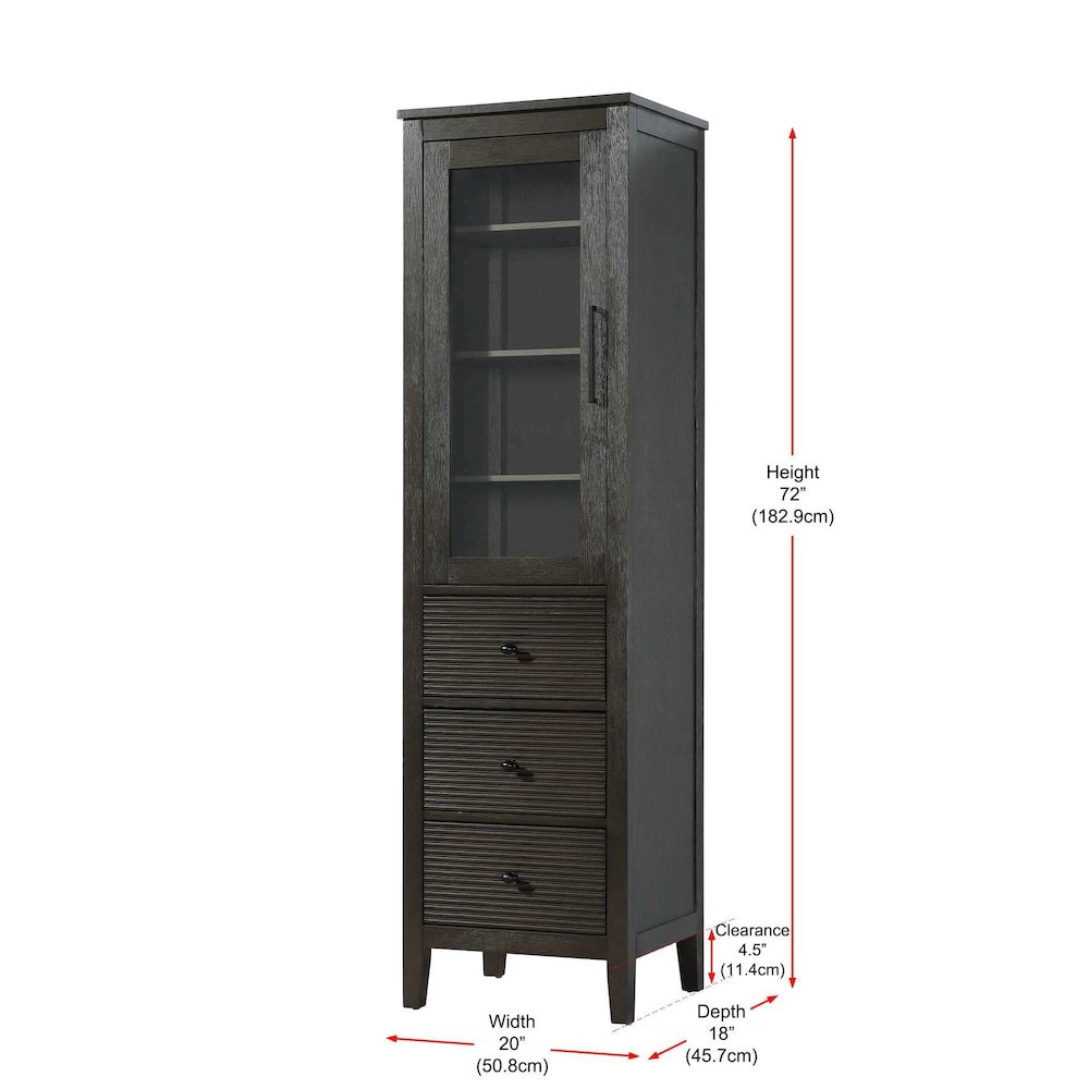 20 Inch Glass Bath Storage Glass Cabinet in Chocolate Oak. Picture 8