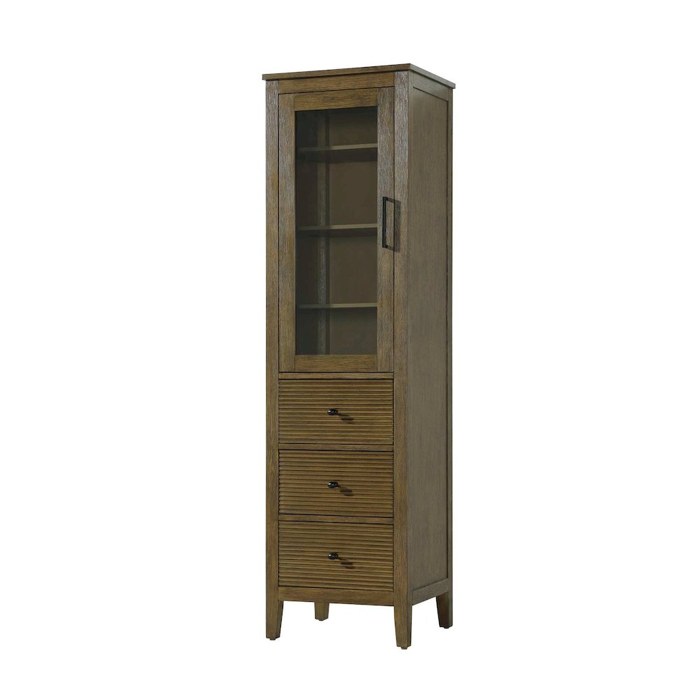 20 Inch Bath Storage Glass Cabinet in Hazel Oak. Picture 1