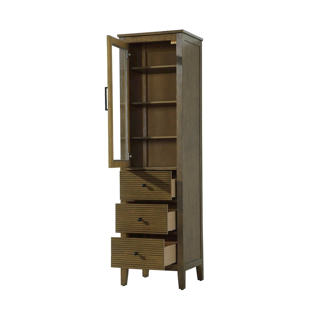 20 Inch Bath Storage Glass Cabinet in Hazel Oak. Picture 2