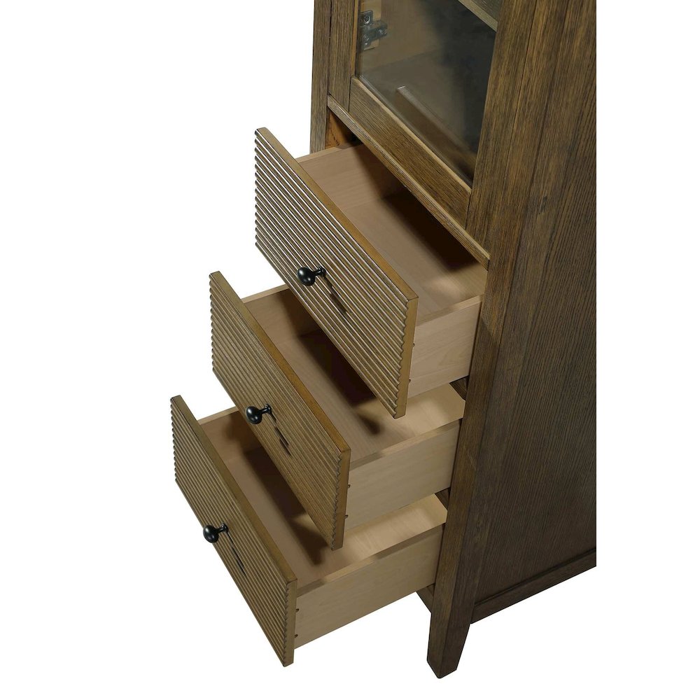 20 Inch Bath Storage Glass Cabinet in Hazel Oak. Picture 4