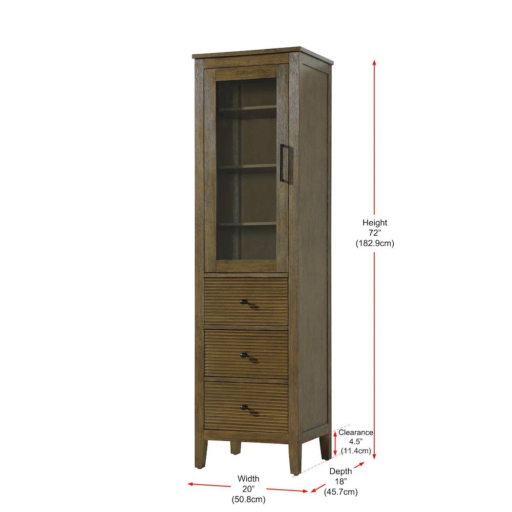 20 Inch Bath Storage Glass Cabinet in Hazel Oak. Picture 8
