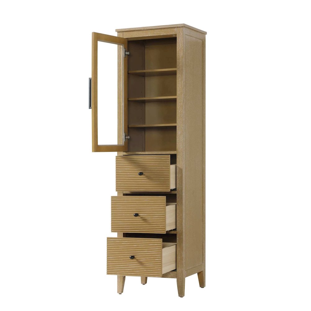 20 Inch Bath Storage Glass Cabinet in Linen Oak. Picture 2