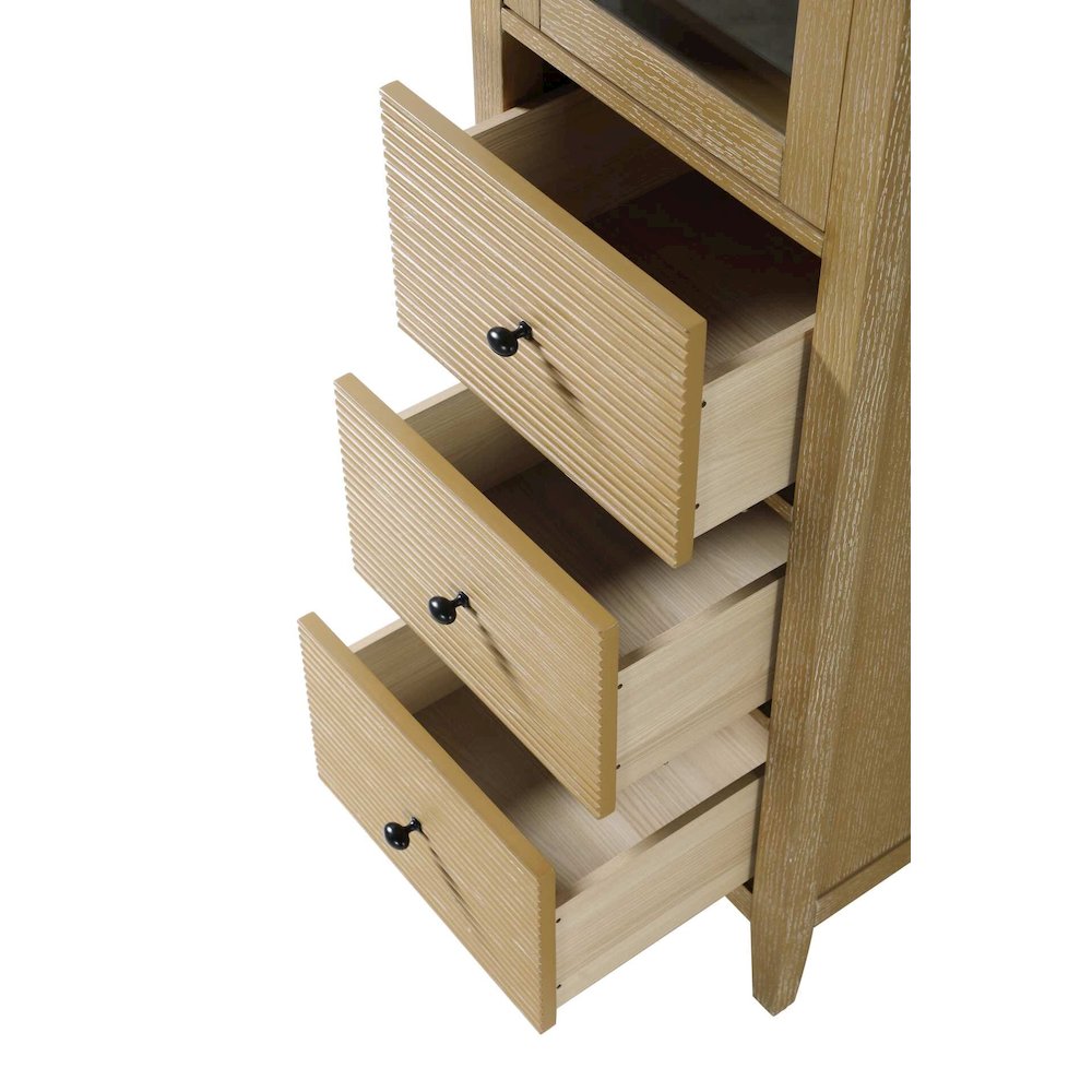 20 Inch Bath Storage Glass Cabinet in Linen Oak. Picture 4