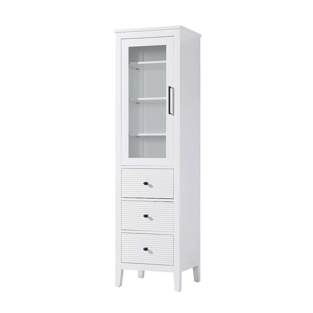 20 Inch Bath Storage Glass Cabinet in White. Picture 1