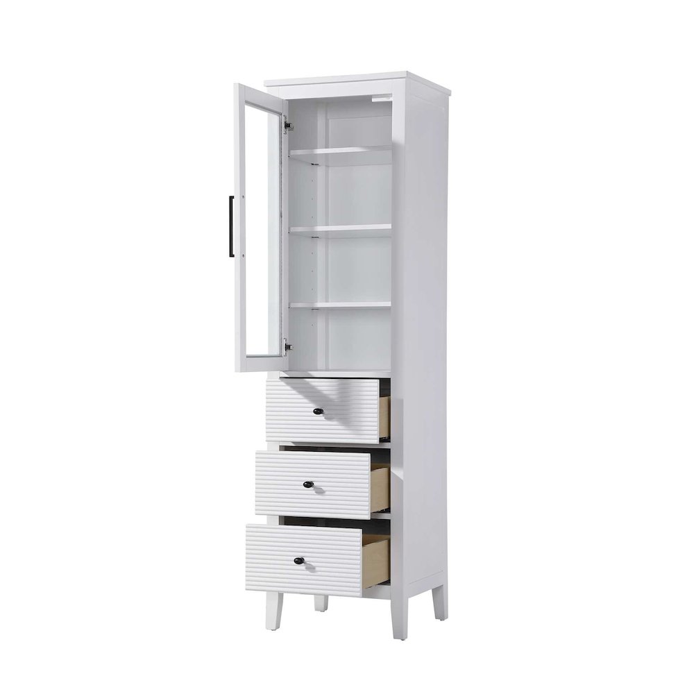 20 Inch Bath Storage Glass Cabinet in White. Picture 2
